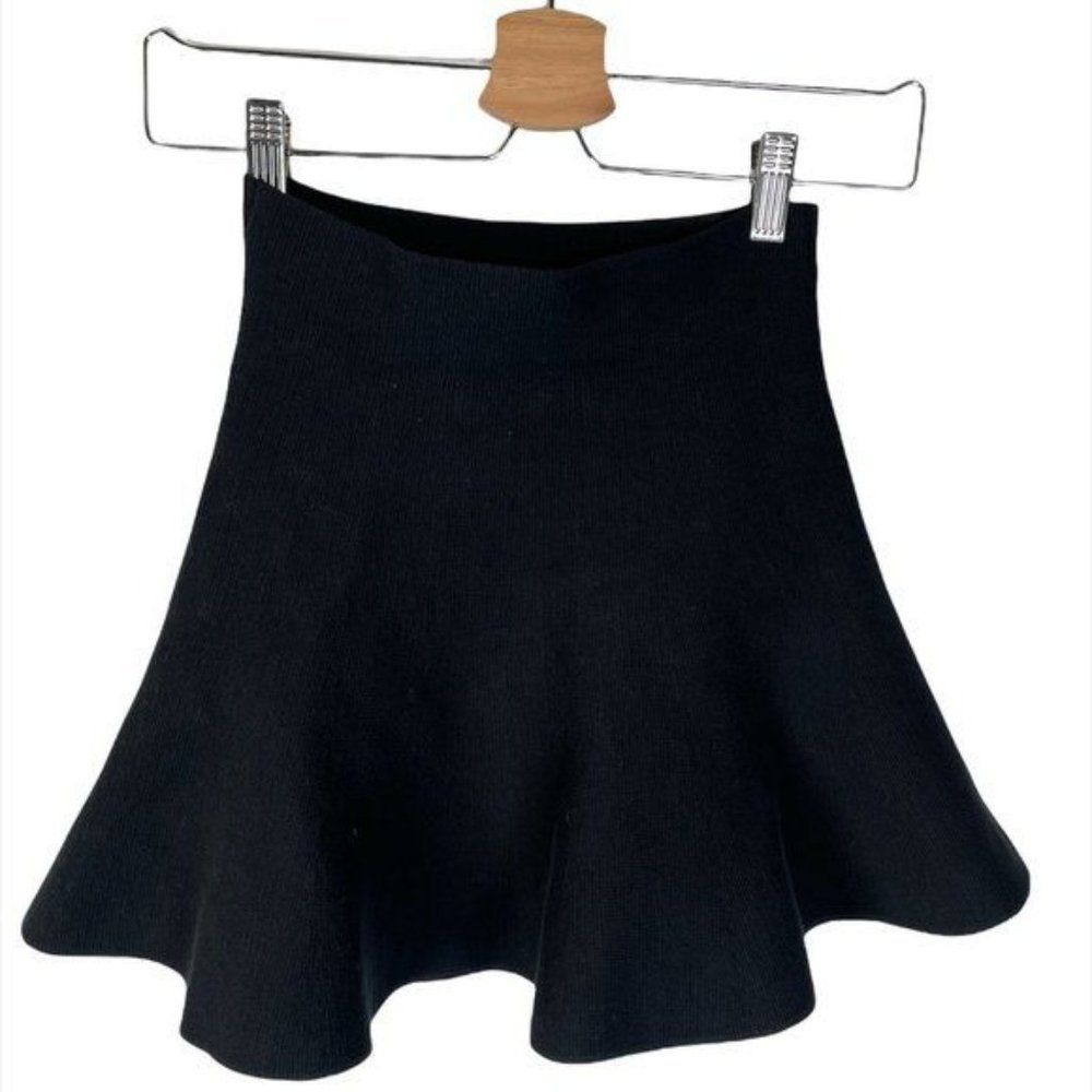 Ochirly Black Sweater Knit Circle Skirt Sz SM